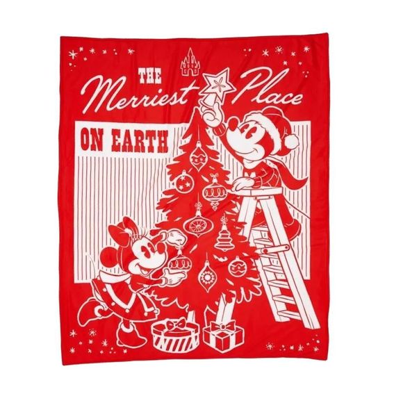Disney Mickey and Minnie Mouse Holiday Fleece Throw - 50” x 60” - Picture 2 of 5